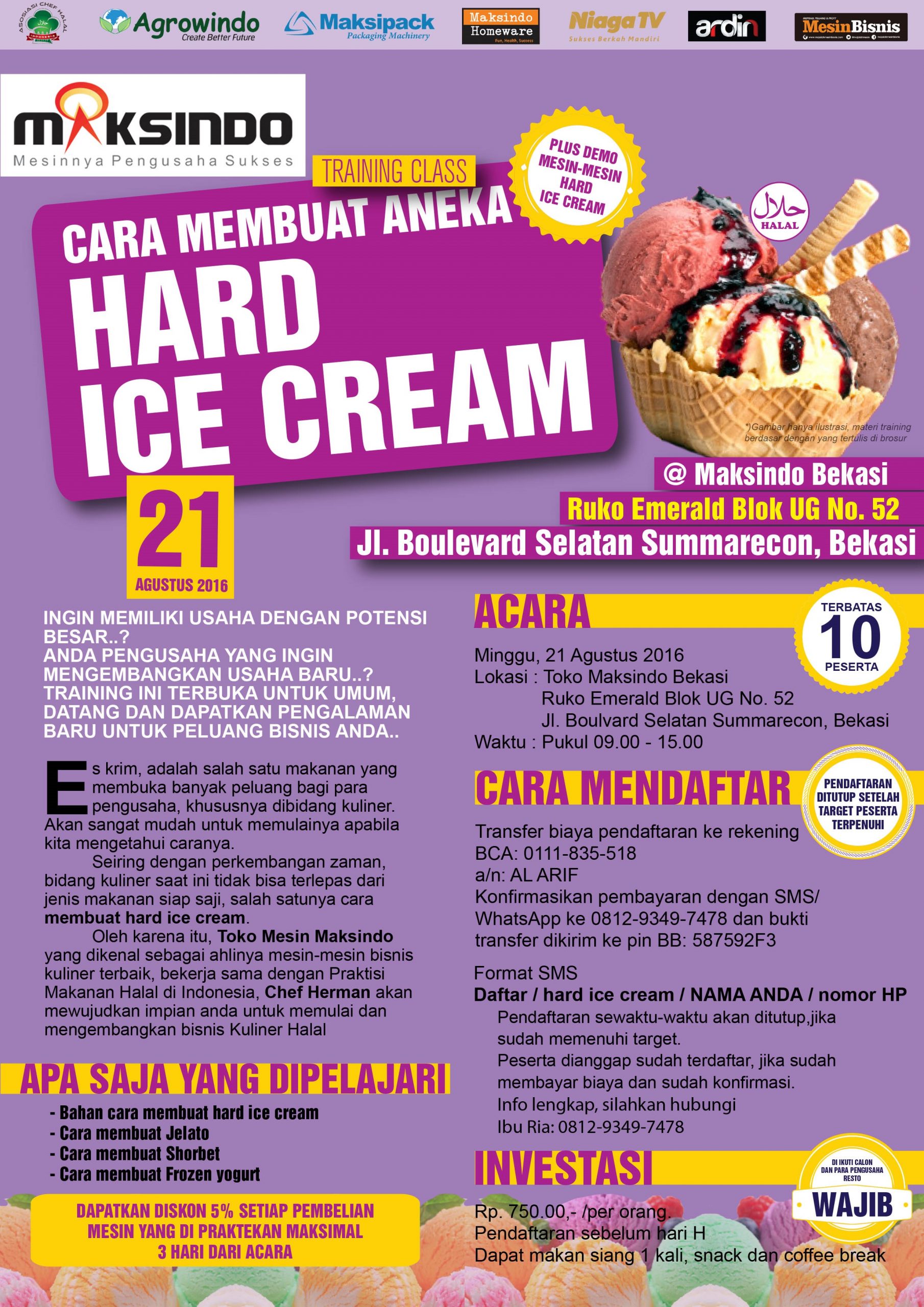 Training Usaha Hard Ice Cream di Bekasi 21 Agustus 2016