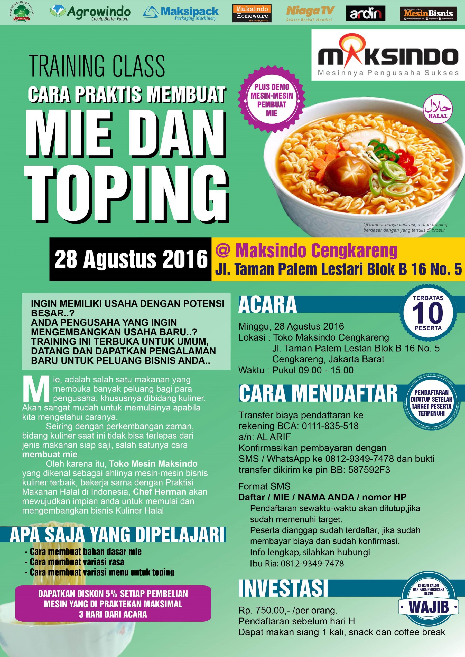 Training Usaha Mie dan Toping di Cengkareng 28 Agustus 2016