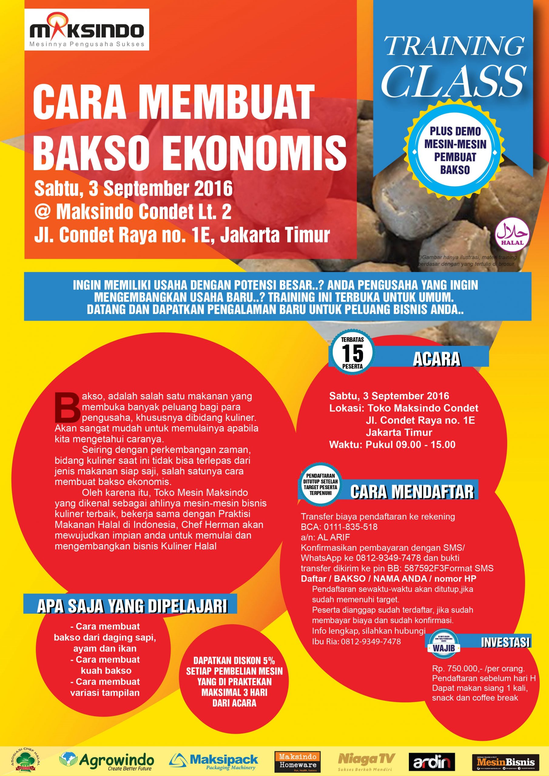 Training Usaha Bakso Ekonomis di Condet, 3 September 2016