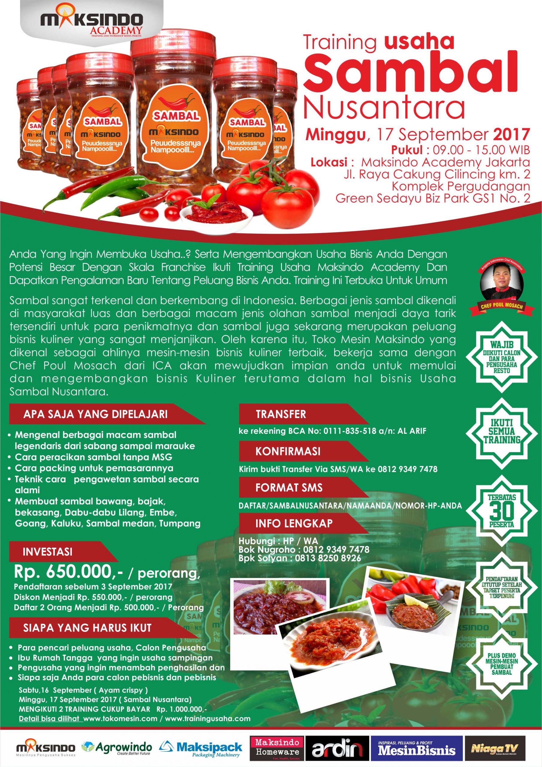 Training Usaha Sambal Nusantara, 17 September 2017