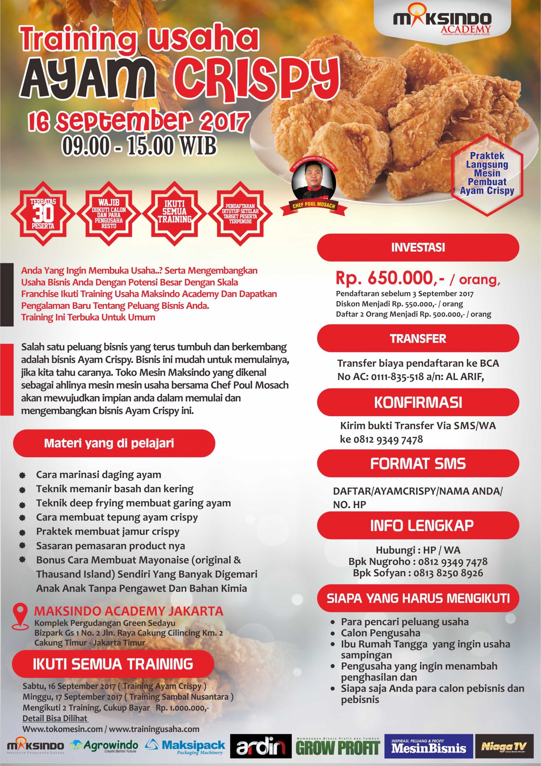 Training Usaha Ayam Crispy, 16 September 2017