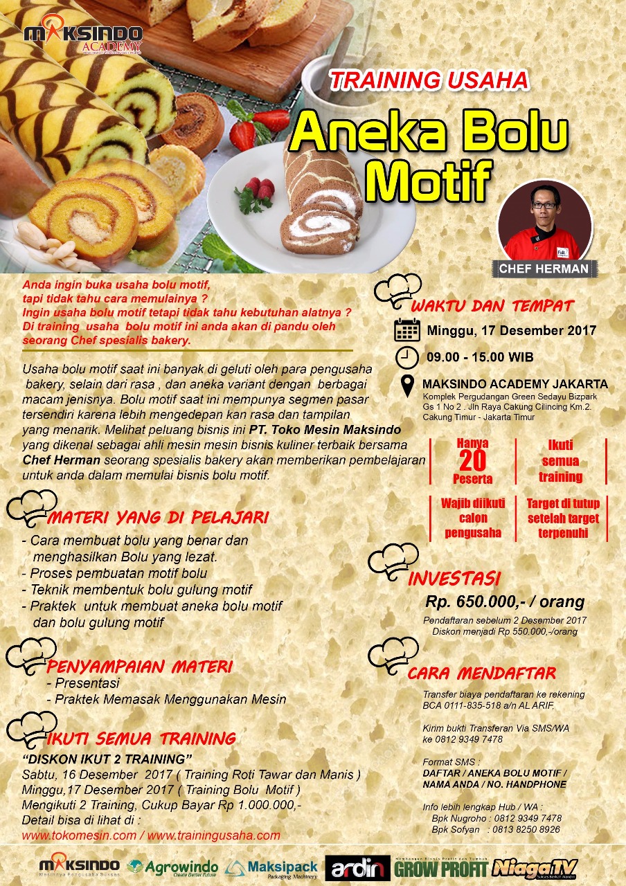 Training Usaha Aneka Bolu Motif, 17 Desember 2017