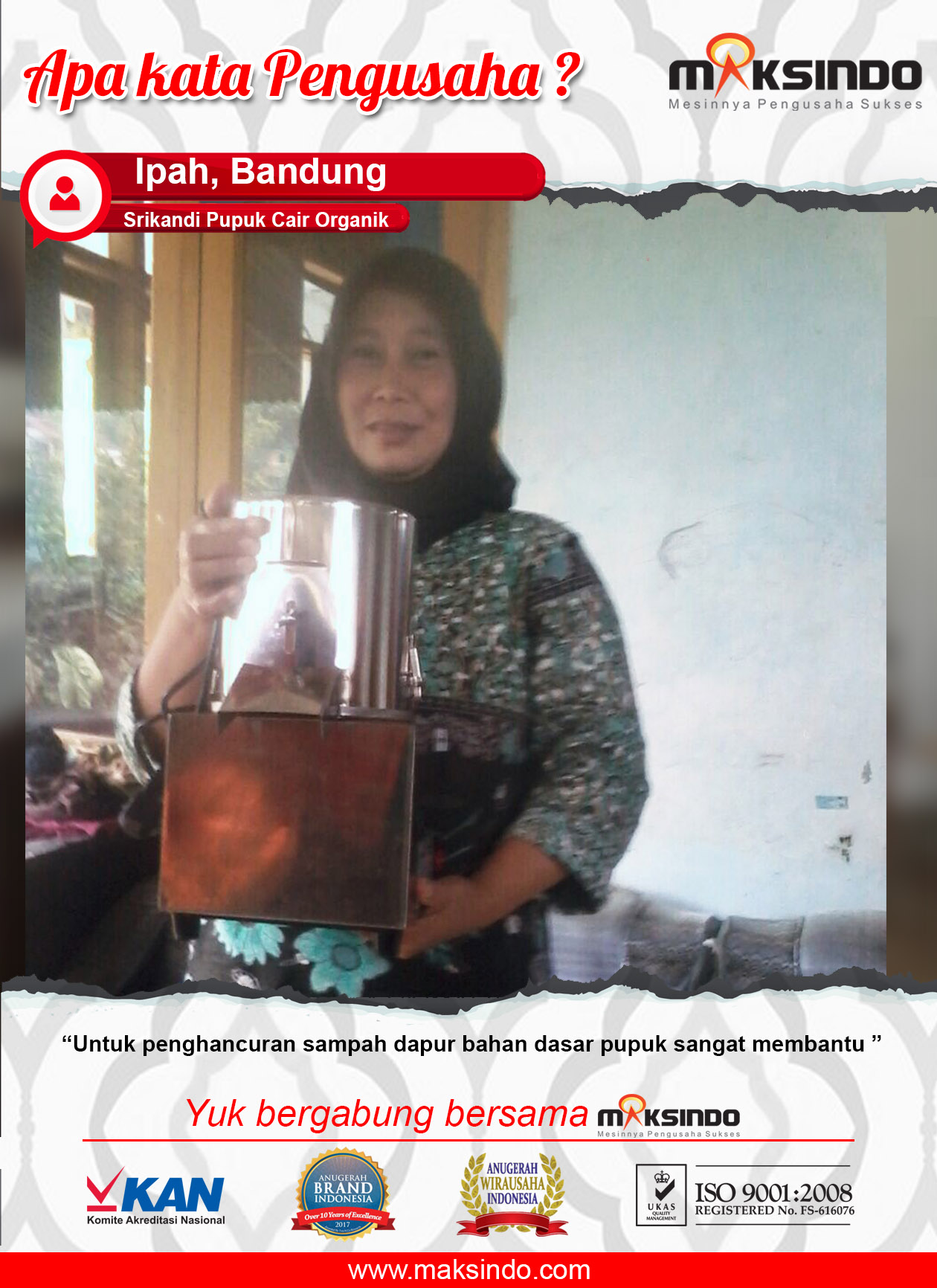 Srikandi Pupuk cair Organik : Mesin Maksindo Sangat Membantu