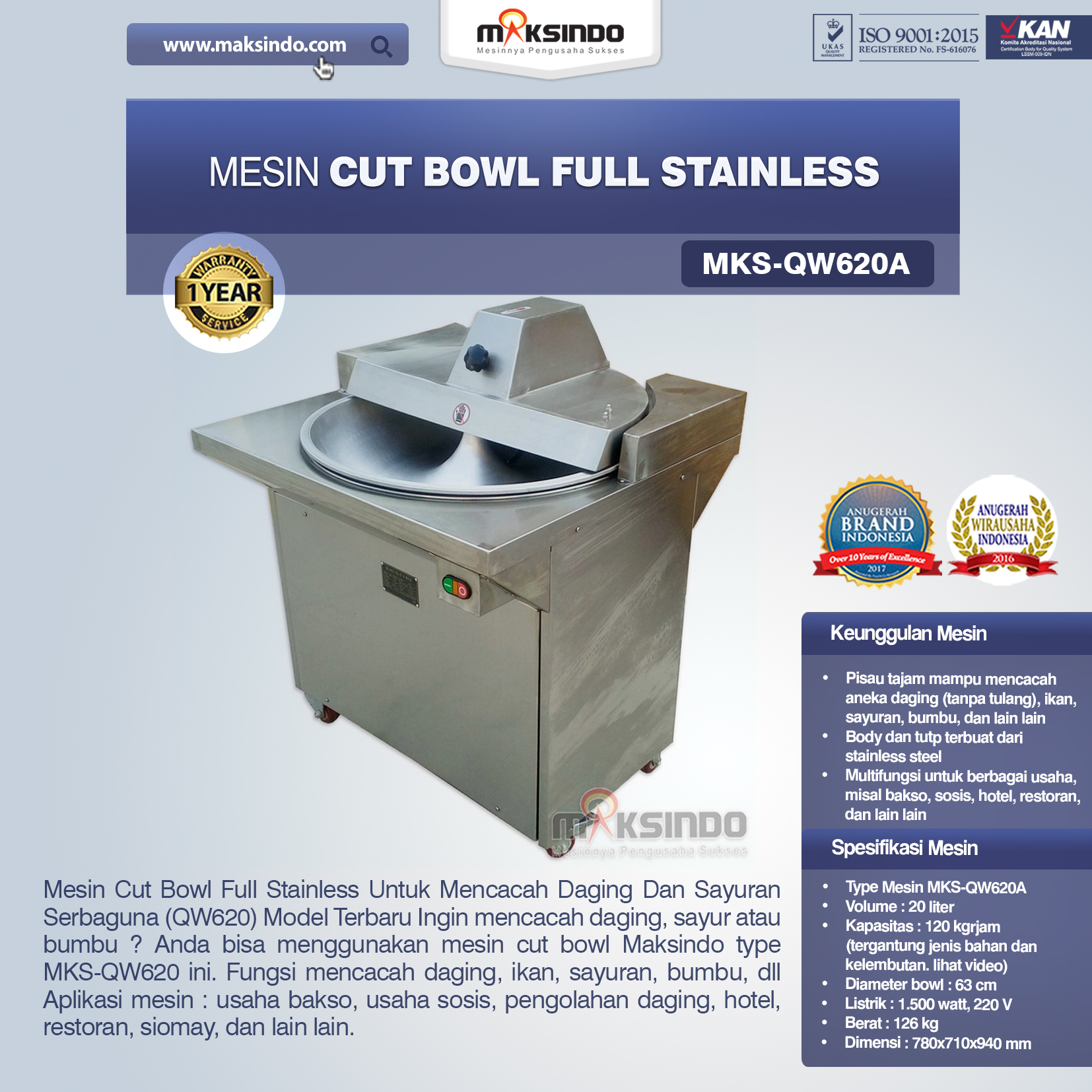 Jual Mesin Cut Bowl Full Stainless (QW620A) di Bali