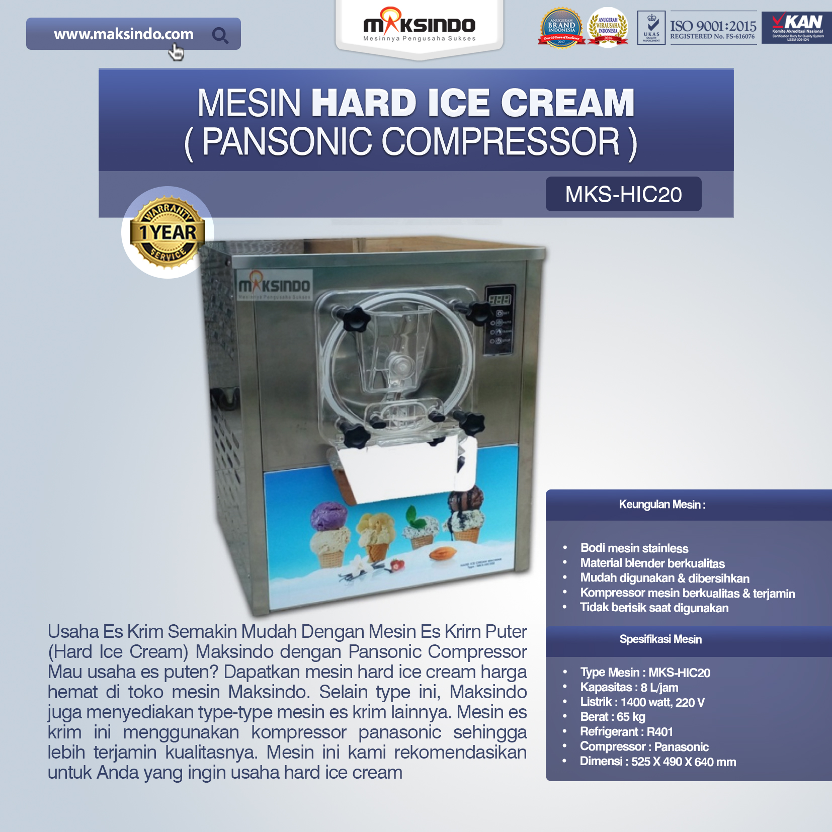 Jual Mesin Hard Ice Cream (HIC20) di Bali