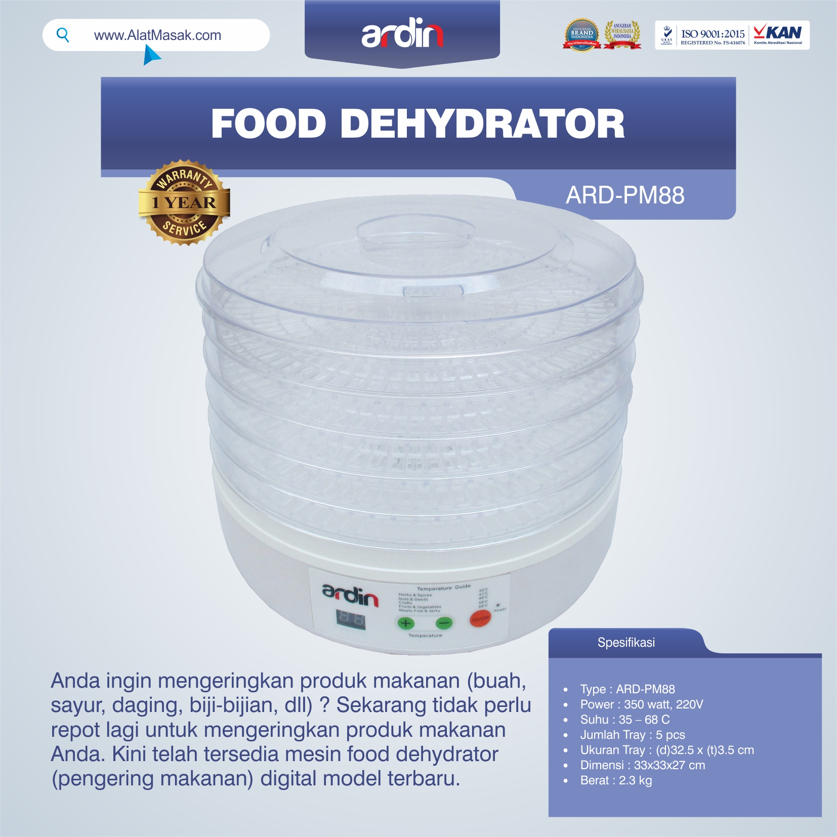 Jual Food Dehydrator ARD-PM88 di Bali