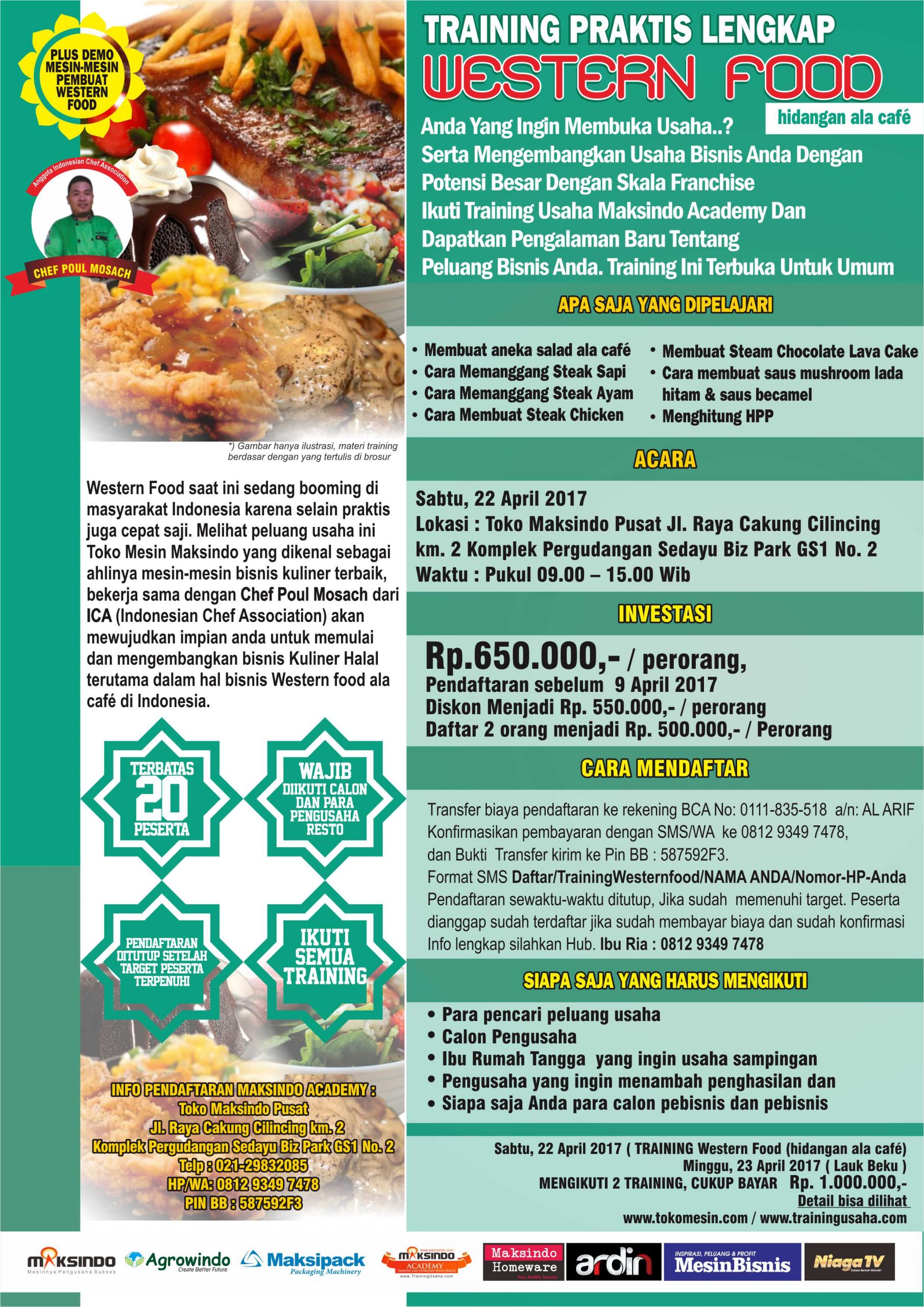 Training Praktis Lengkap Western Food, 22 April 2017