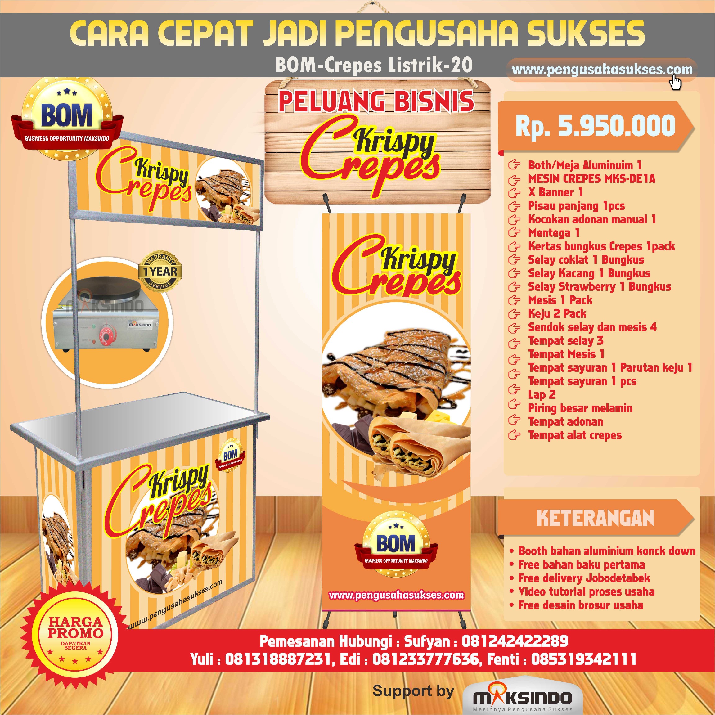 Paket Usaha Krispy Crepes (Listrik) Program BOM