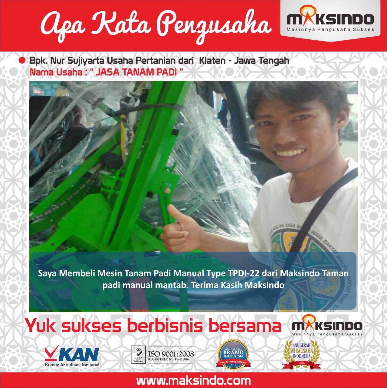 Jasa Tanam Padi : Tanam Padi Semakin Mudah Dengan Mesin Tanam Padi Manual Maksindo