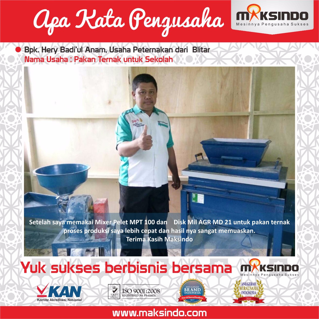 Pakan Ternak Untuk Sekolah : Usaha Produksi Saya Lebih Cepat dengan Mesin Mixer Pelet Maksindo