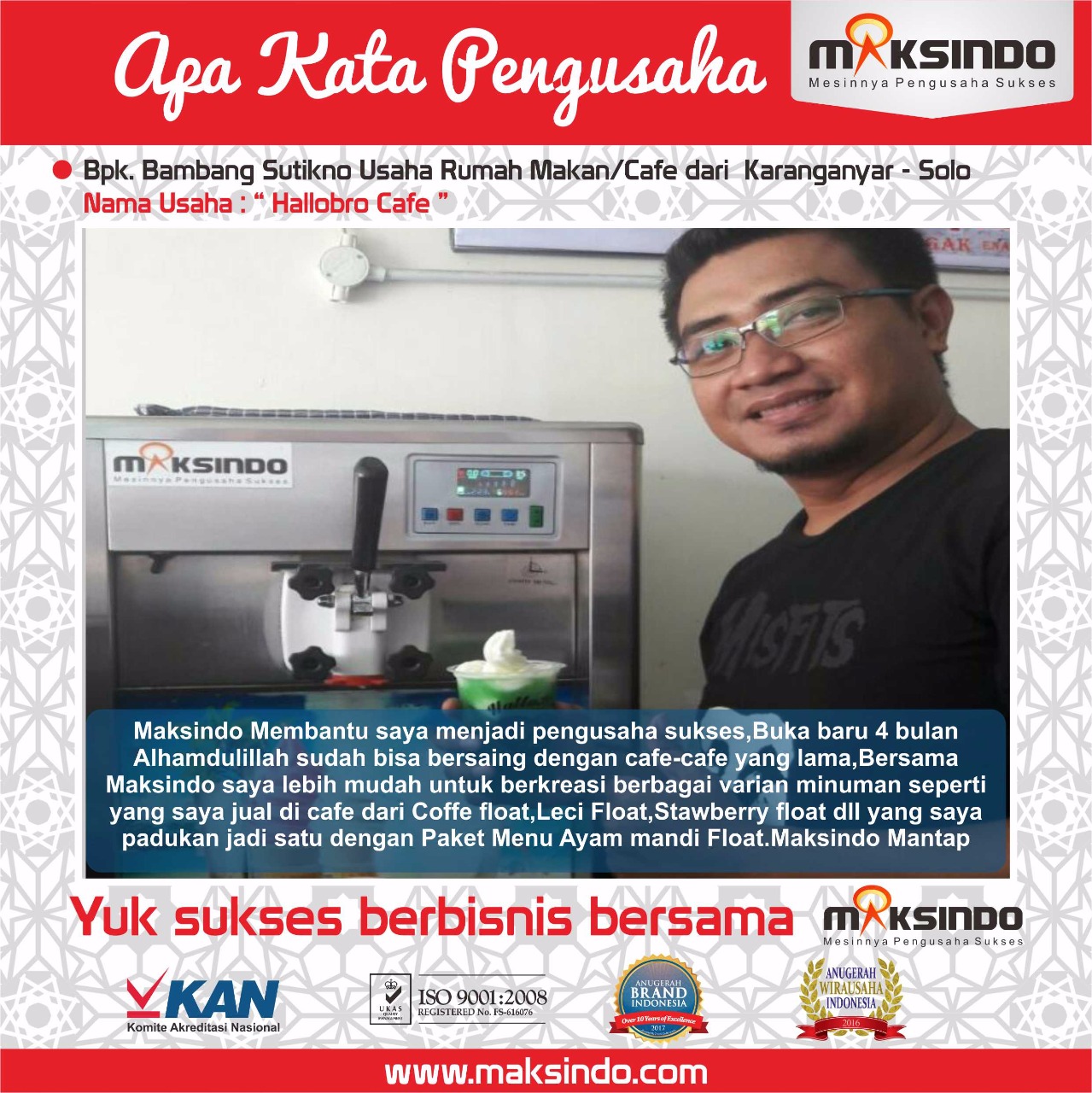 Hallobro Cafe : Usaha Rumah Makan Sukses dengan Soft Ice Cream Maksindo