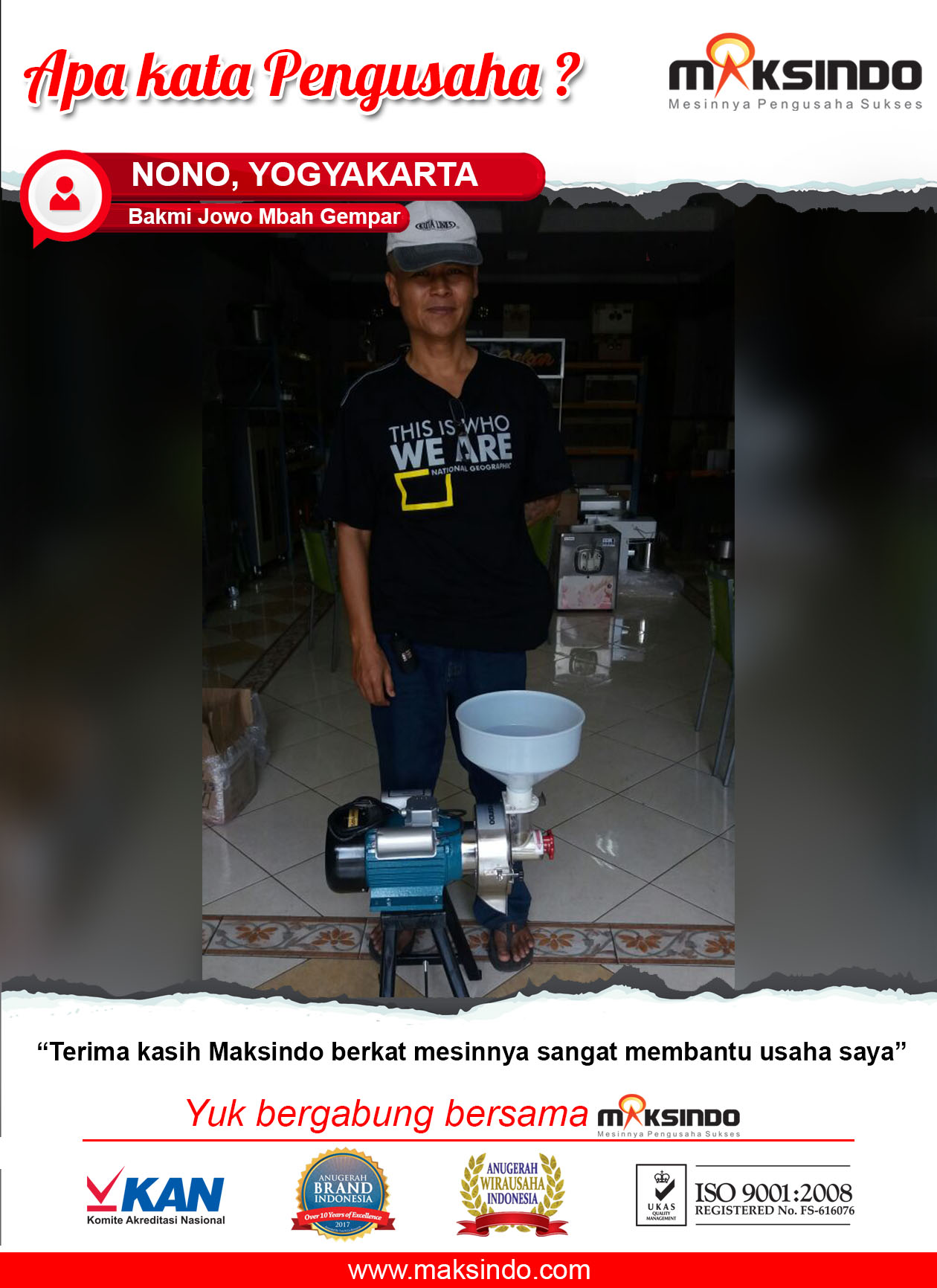 Bakmi Jowo Mbah Gempar : Produksi Saya Lebih Memuaskan Dengan Giling Bumbu Basah Maksindo