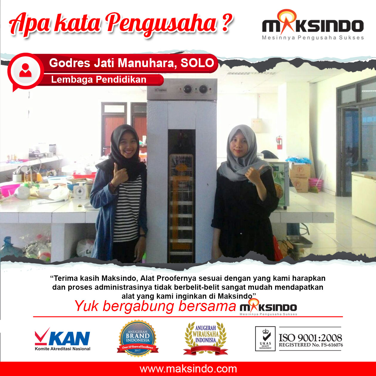 Lembaga Pendidikan : Sekolah Kami Jadi Lebih Mudah dan Tidak Mengecewakan dengan Alat Proofer Maksindo