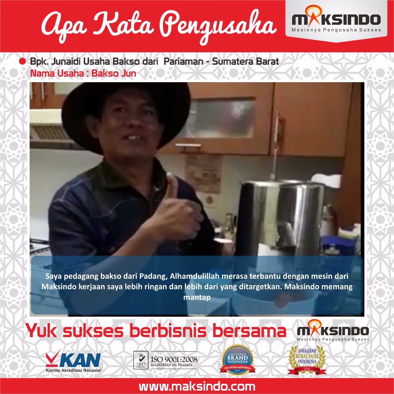 Bakso Jun : Pekerjaan Semakin Ringan Karena Mesin Universal Fritter Maksindo