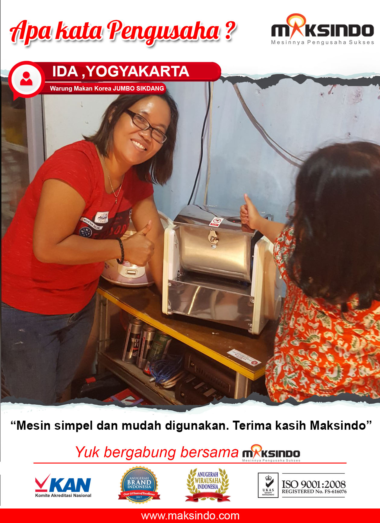 Warung Makan Korea Jumbo Sikdang : Mesin Maksindo Mudah Digunakan