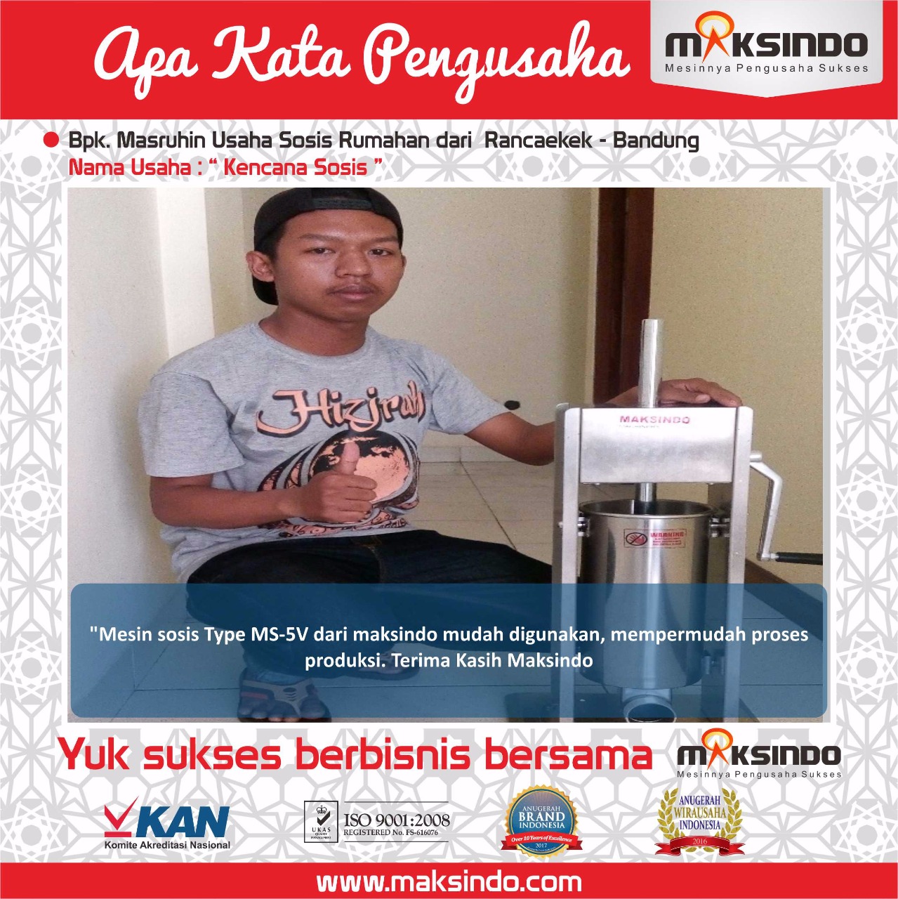 Sosis Kencana : Usaha Sosis Rumahan Saya Jadi Melesat Maksimal dengan Mesin Sosis Maksindo