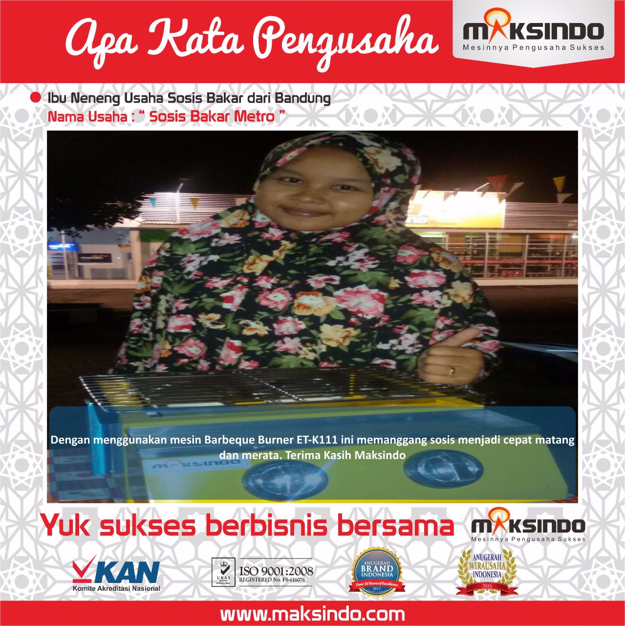 Sosis Bakar Metro : Usaha Saya Lebih Cepat Matang dengan Pemanggang Barbeque Maksindo