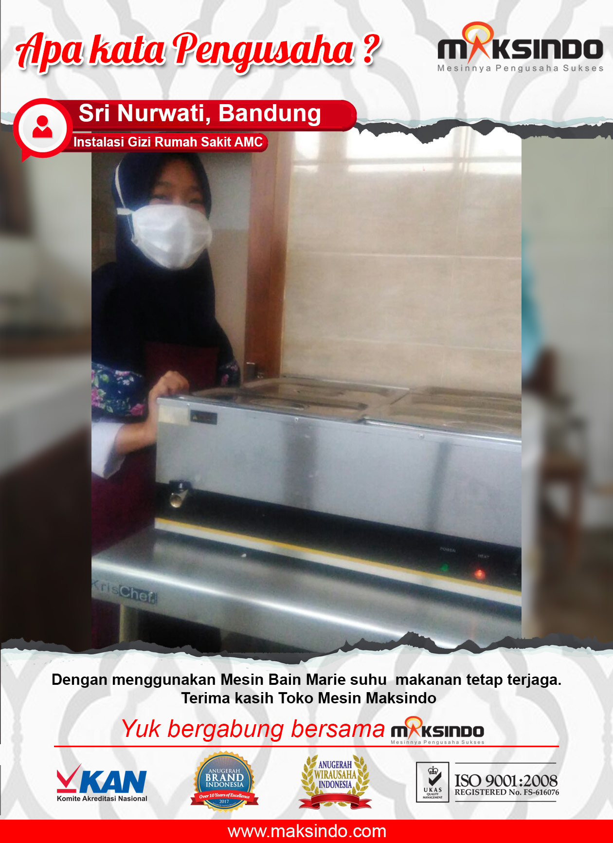 Instalasi Gizi Rumah Sakit AMC : Penggunaan Mesin Bain Marie Maksindo Membuat Suhu Makanan Terjaga