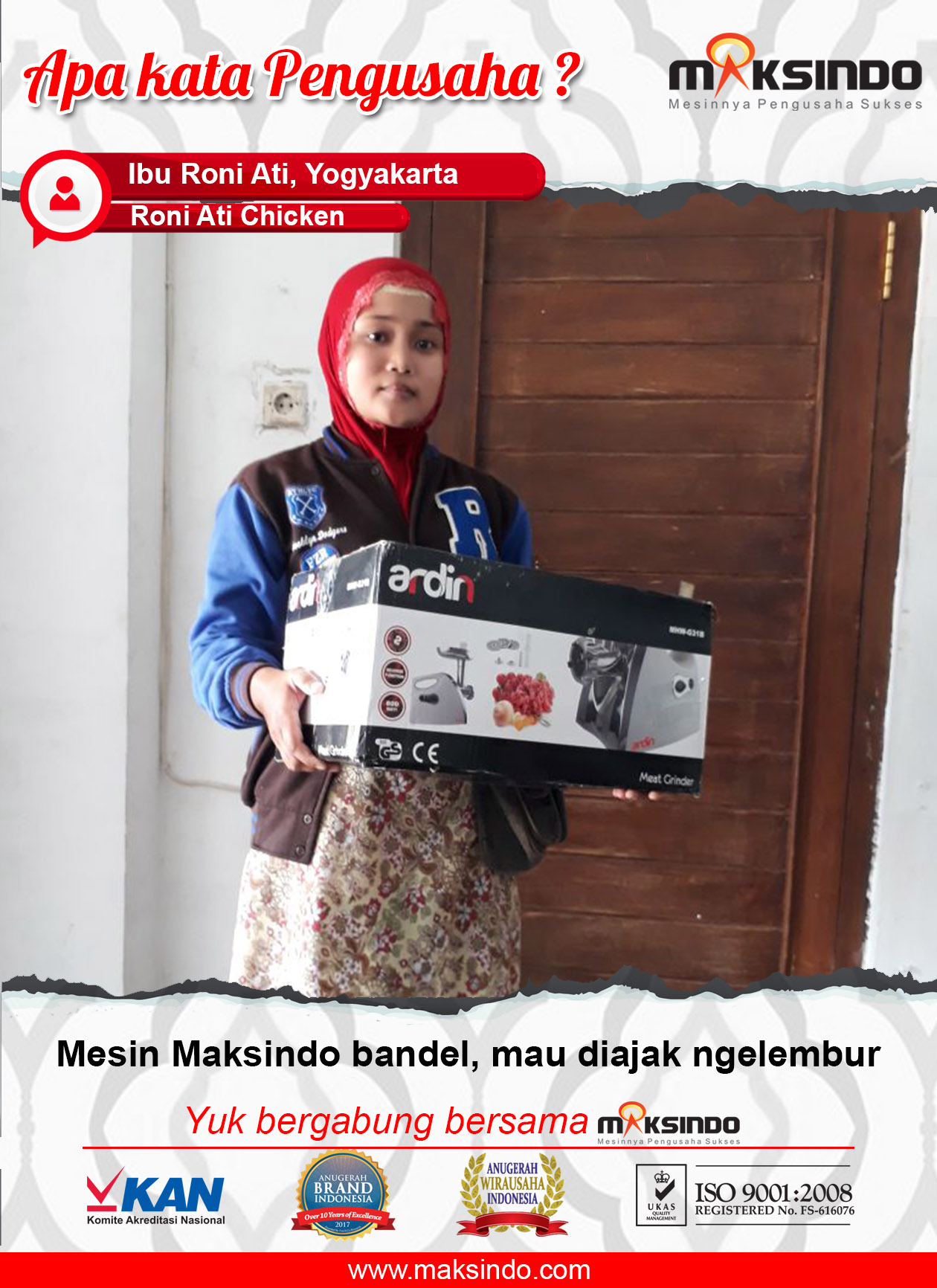 Roni Ati Chiken : Dengan Mesin Penggiling Daging Maksindo Menjadikan Usaha Saya Semakin Maksimal