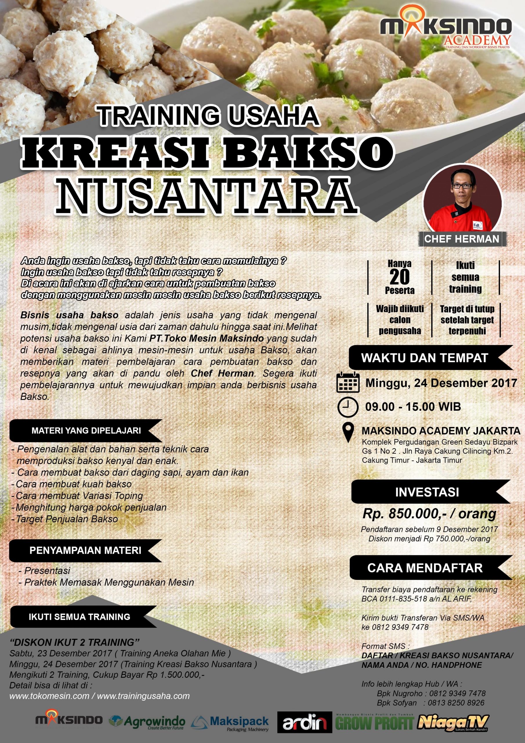 Training Usaha Kreasi Bakso Nusantara, 24 Desember 2017 Training Usaha Kreasi Bakso Nusantara, 24 Desember 2017
