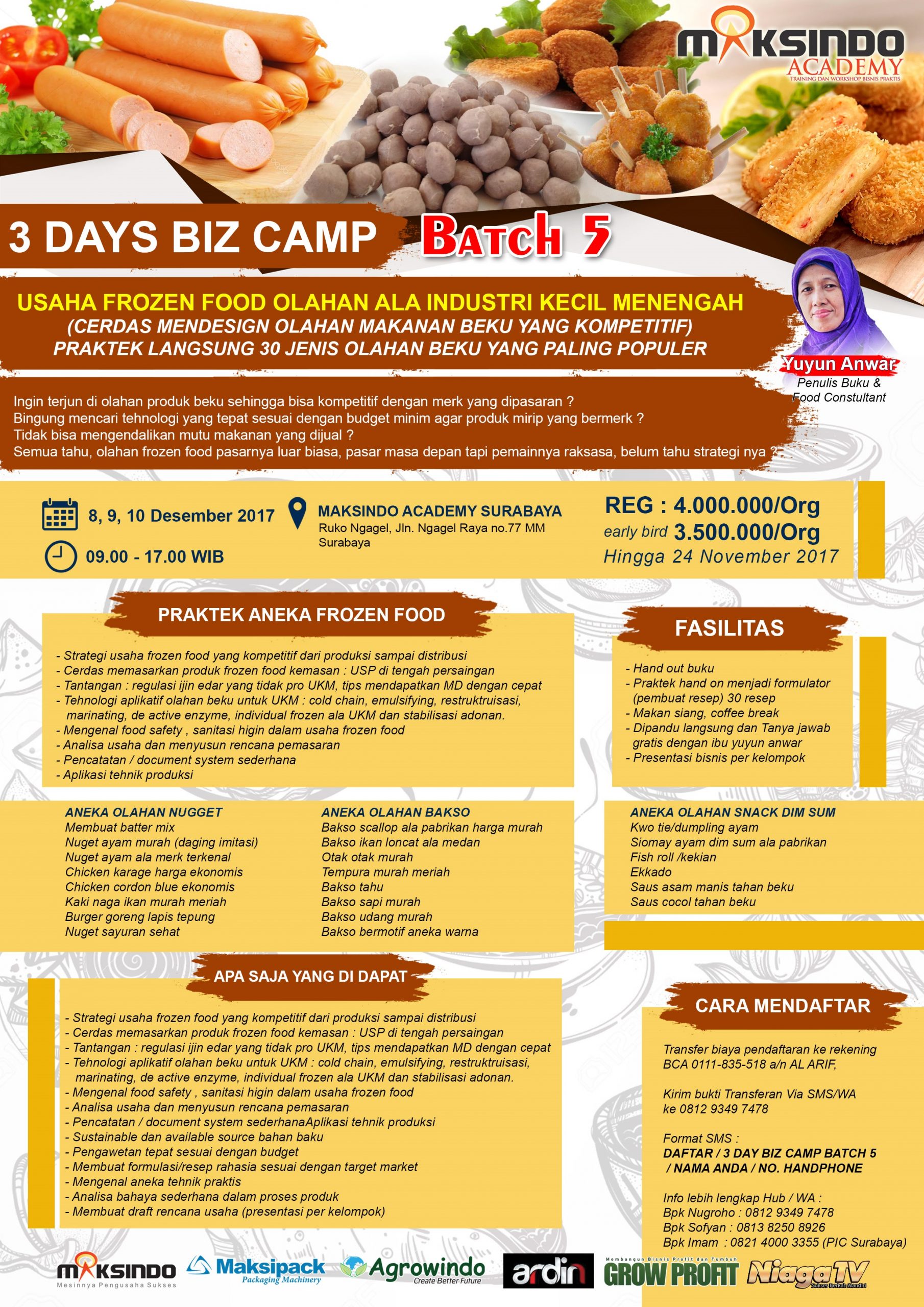 Training Usaha Frozen Food, 8 – 10 Desember 2017