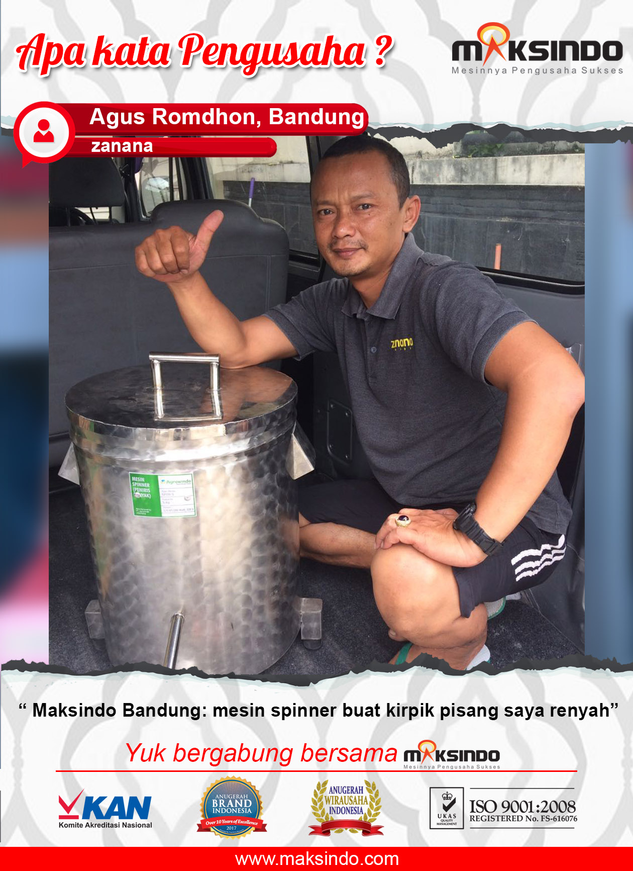 Kripik Pisang Zahana : Mesin Spiner Maksindo Membuat Kripik Menjadi Renyah