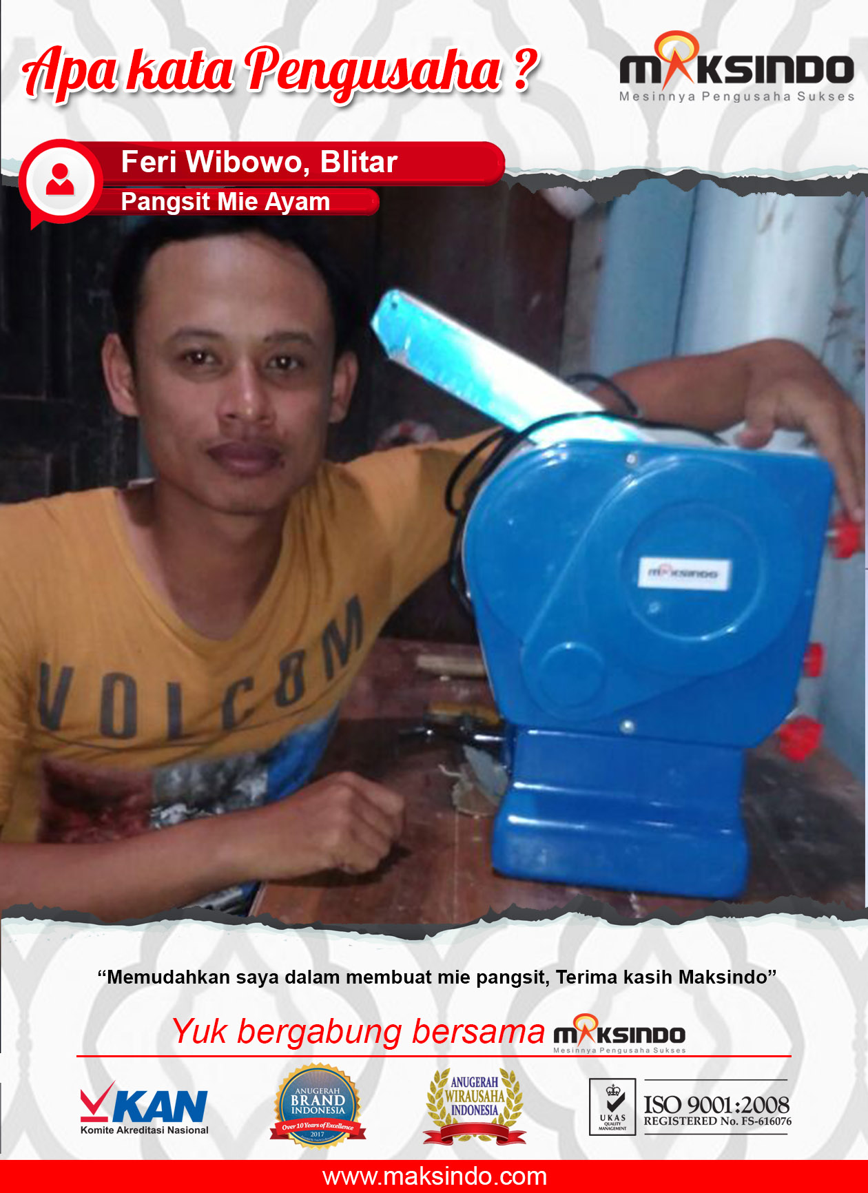 Pangsit Mie Ayam : Produksi Mie Pangsit Menjadi Mudah Memakai Mesin Mie