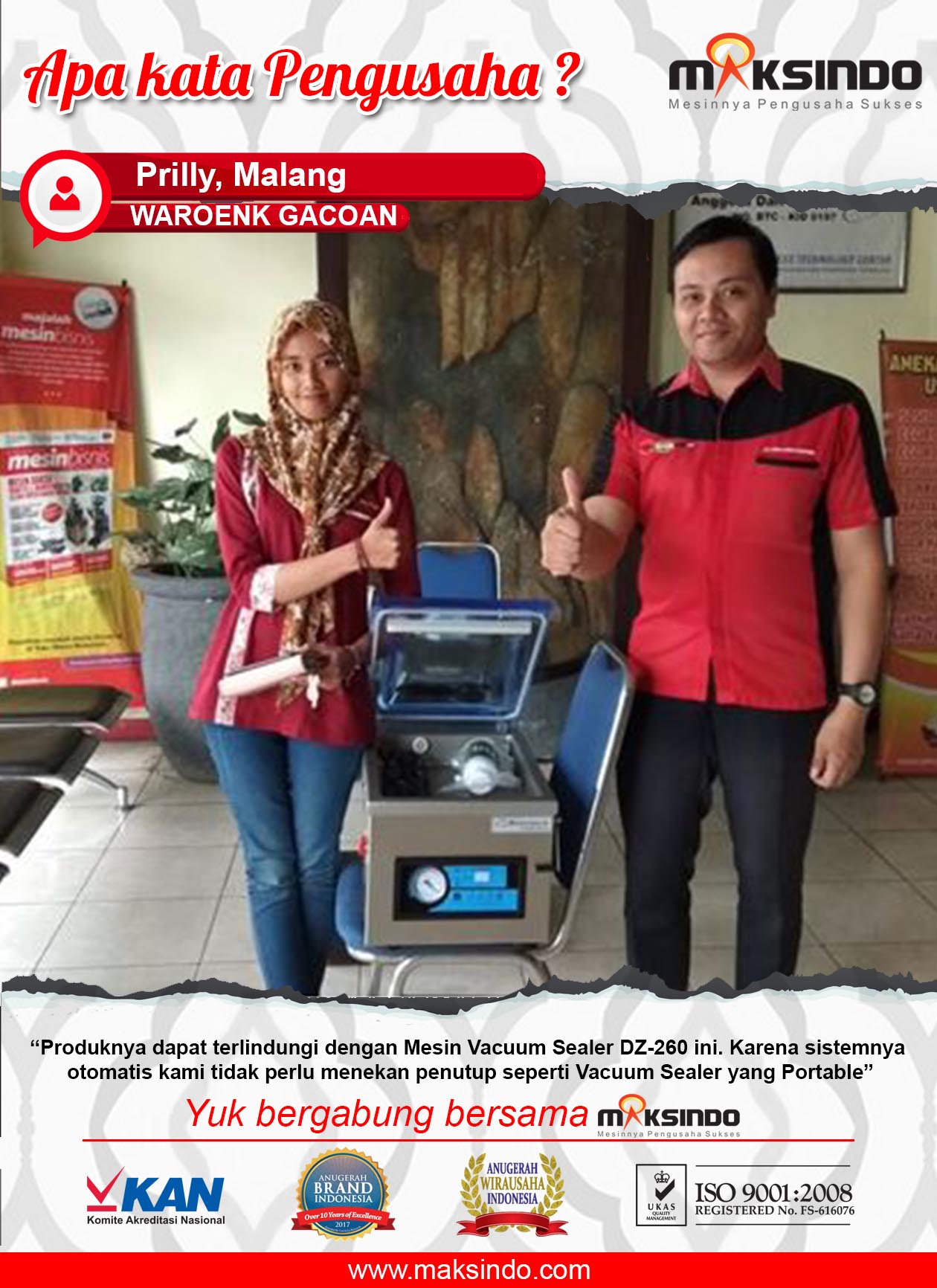 Waroenk Gacoan : Produk Dapat Terlindungi dengan Mesin Vacuum Sealer Maksindo