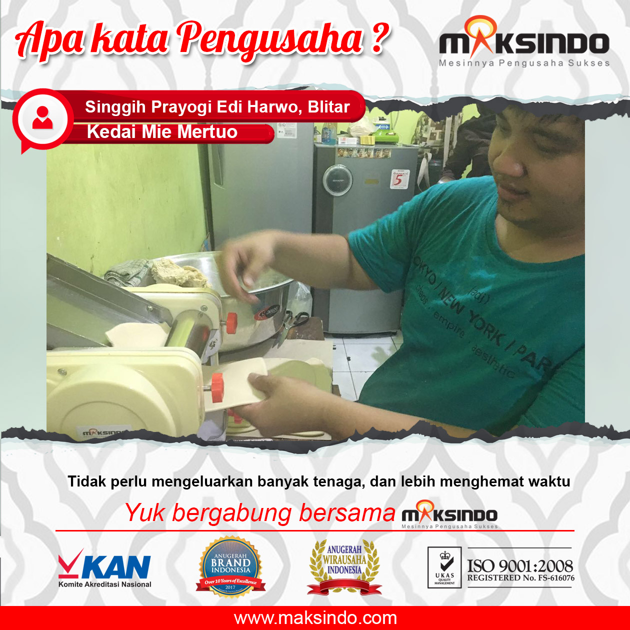 Kedai Mie Mertuo : Mesin Cetak Mie Memang Lebih Hemat Tenaga dan Hemat Waktu