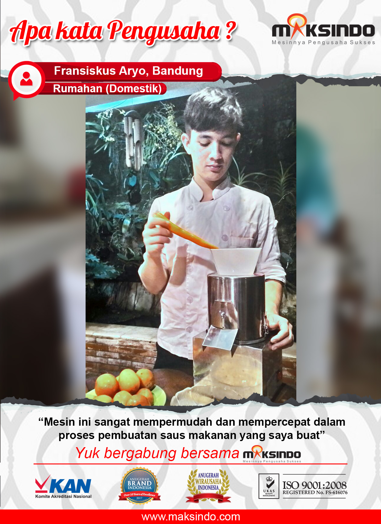 Rumahan (Domestik) : Produksi Saus Semakin Mudah dan Cepat Dengan Mesin Maksindo