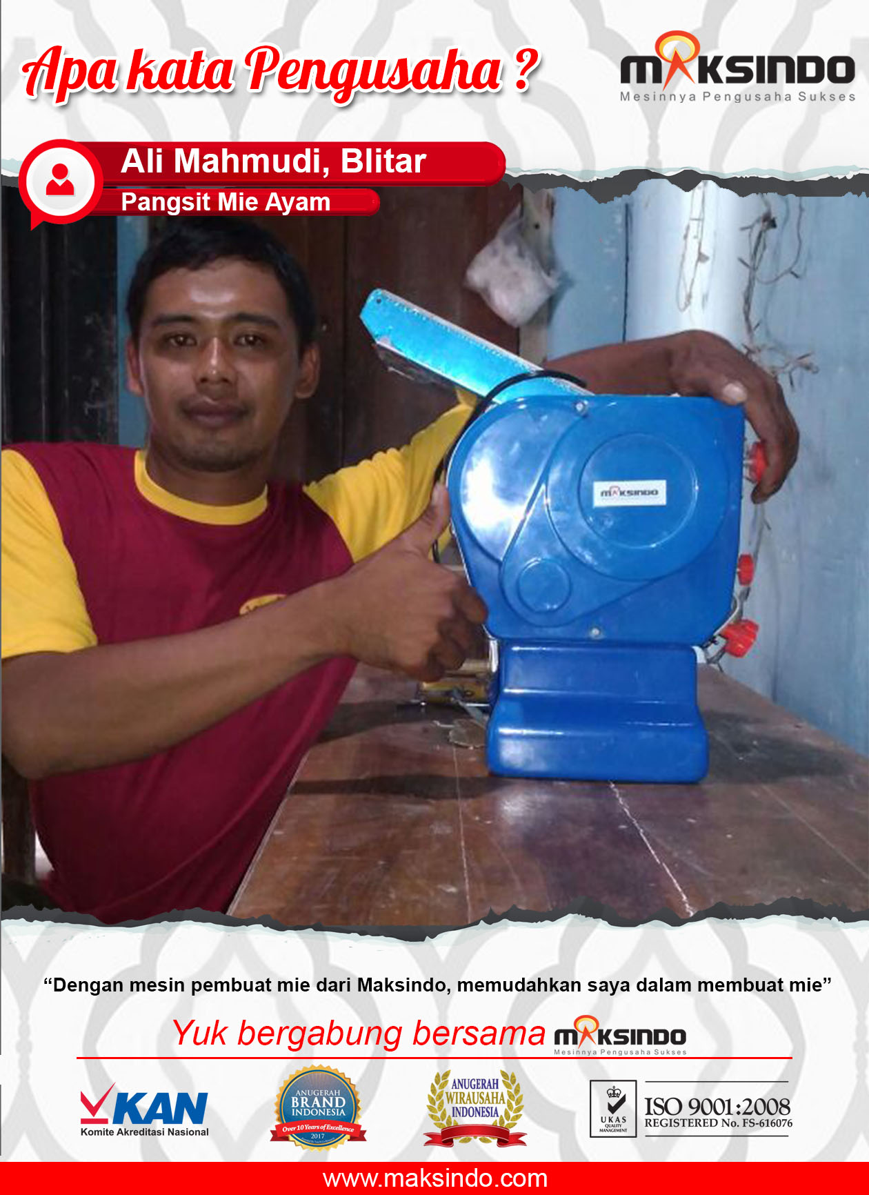 Pangsit Mie Ayam : Dengan Mesin Cetak Mie Maksindo, Produksi Mie Makin Mudah