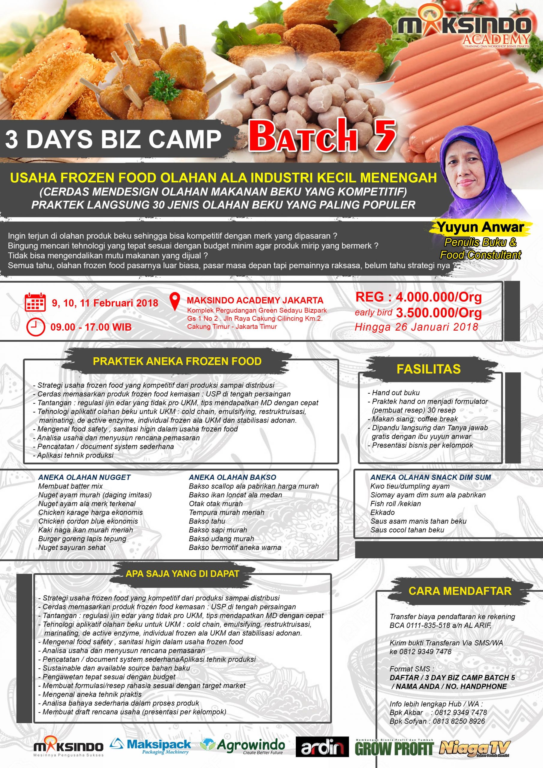 Training Usaha Frozen Food, 9 – 11 Februari 2018