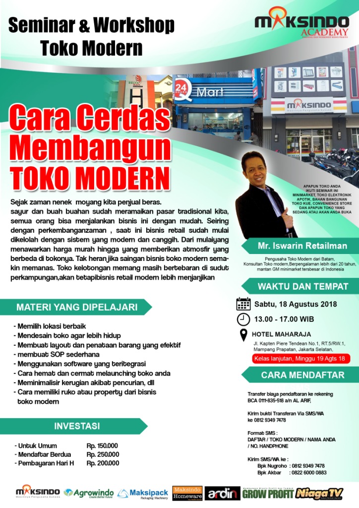 Seminar Workshop Toko Modern, Sabtu 18 Agustus 2018