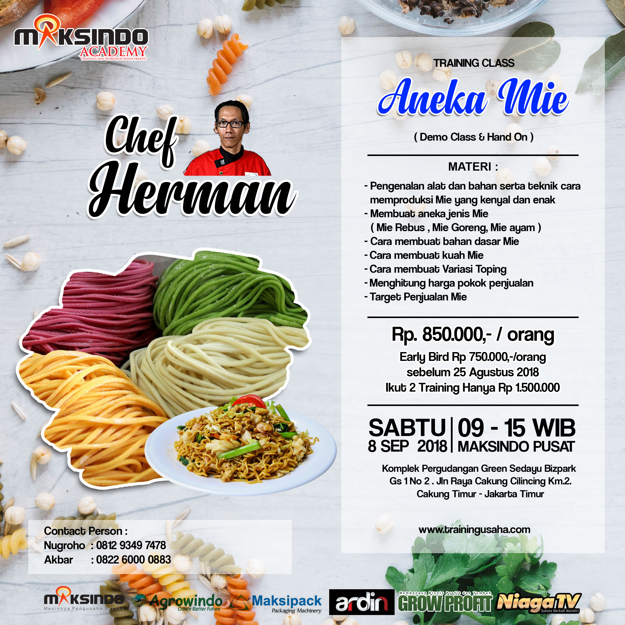 Training Usaha Aneka Mie Sabtu, 8 September 2018