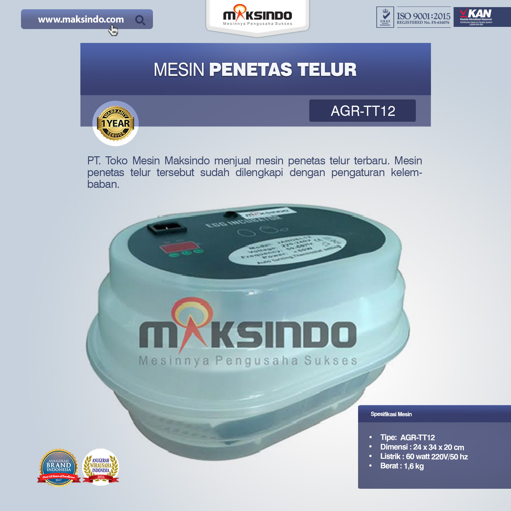 Jual Mesin Tetas Telur 12 Butir Otomatis – AGR-TT12 di Bali