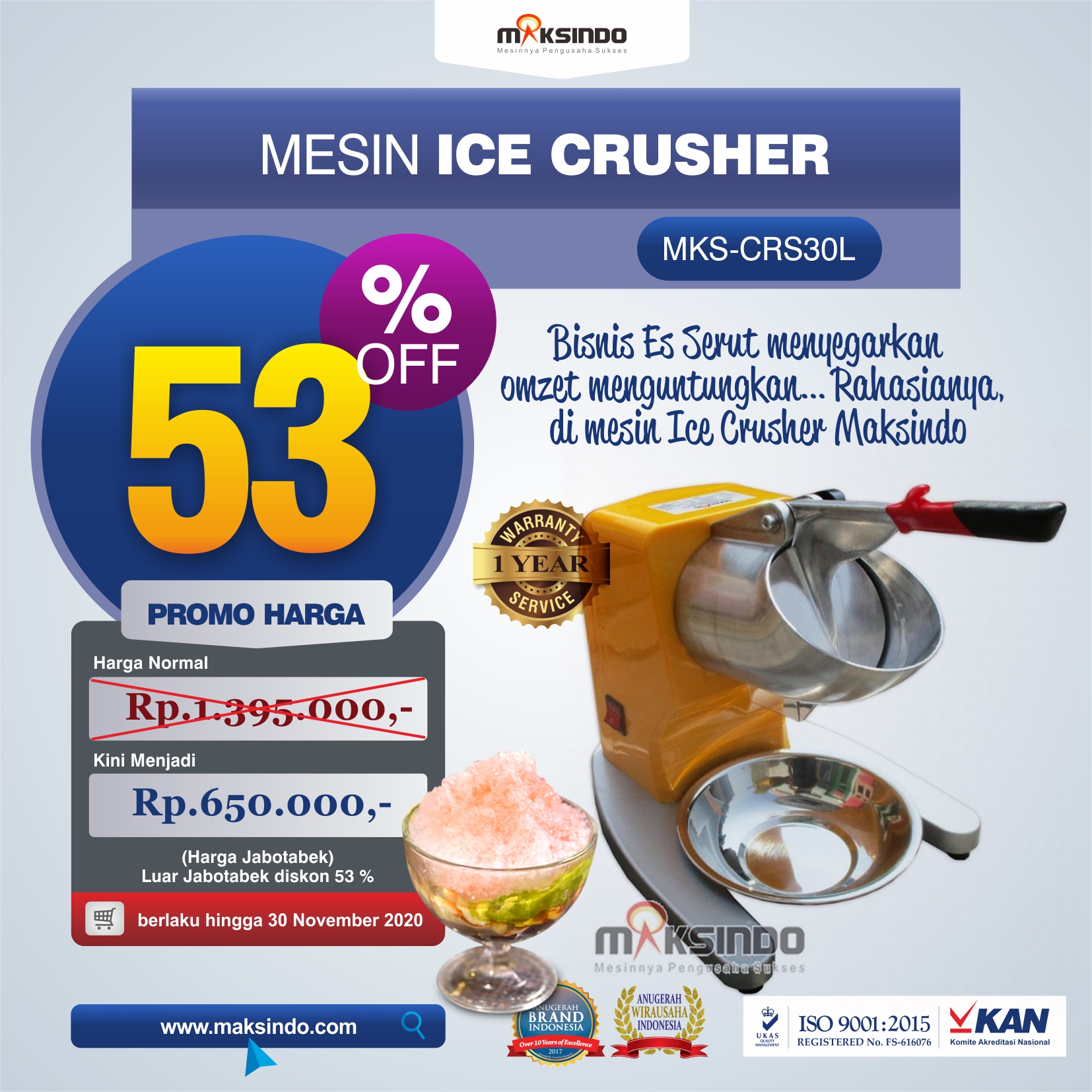 Jual Mesin Ice Crusher MKS-CRS30L di Bali