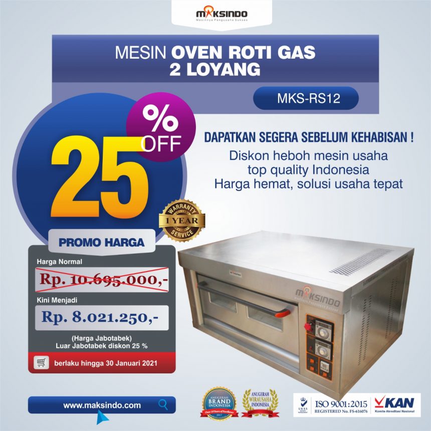 Jual Mesin Oven Roti Gas 2 Loyang (MKS-RS12) di Bali