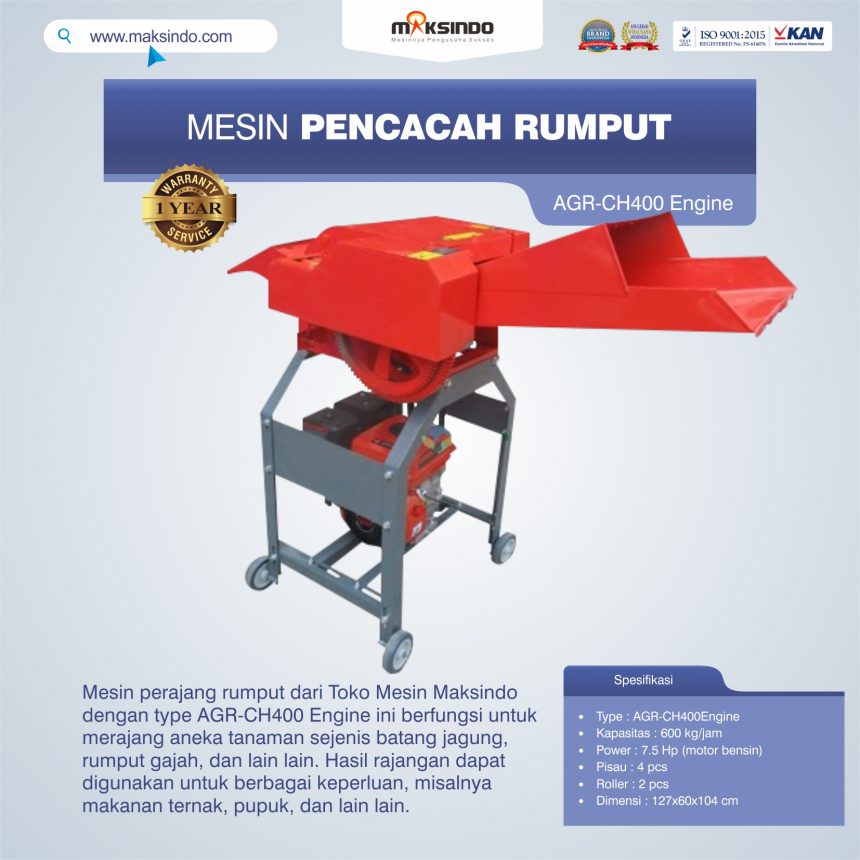 Jual Mesin Pencacah Rumput AGR-CH400 Engine di Bali