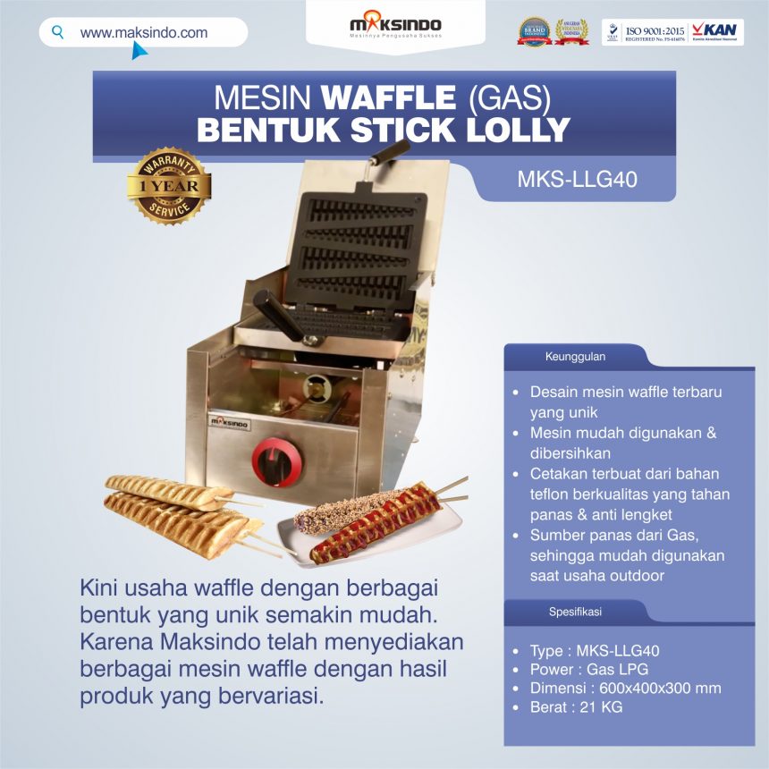 Jual Mesin Waffle Bentuk Stick Lolly (Gas) MKS-LLG40 di Bali