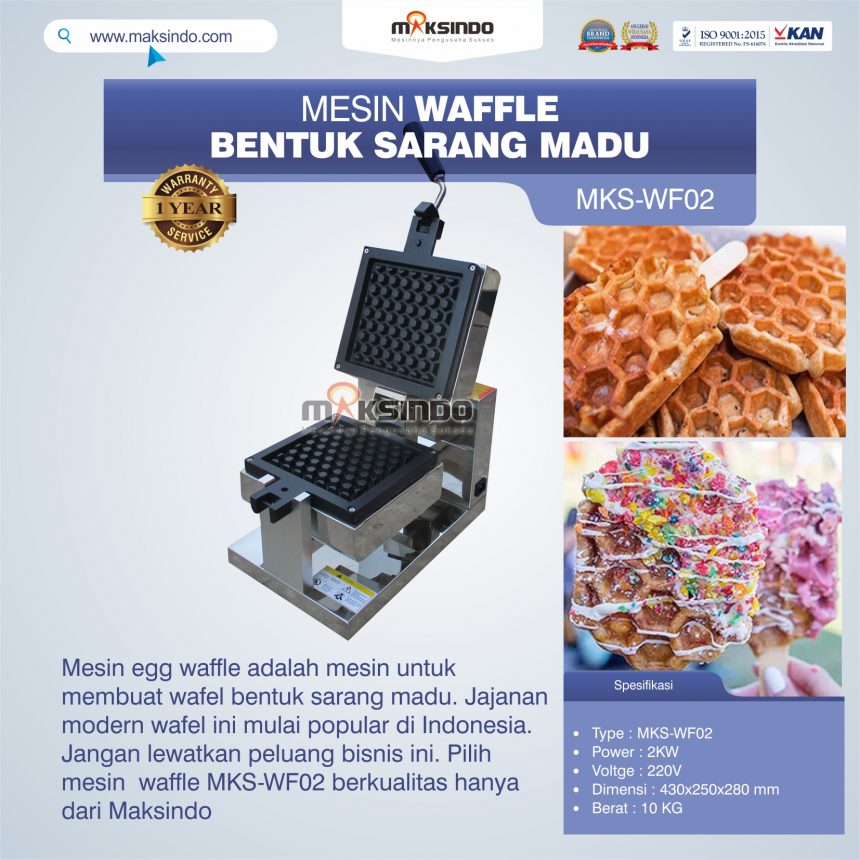 Jual Mesin Waffle Bentuk Sarang Madu MKS-WF02 di Bali
